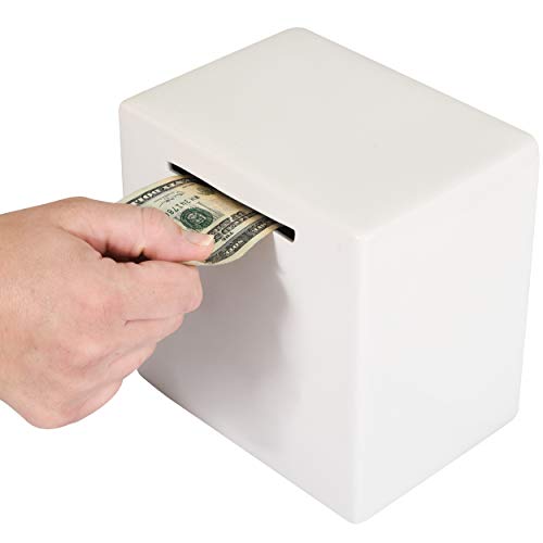 Piggy Bank for Adults - Must Break to Access Money | Ceramic Savings Bank to Help Budget and Save for Vacation Wedding or Child's College Fund | Money Saver Box with One Small Opening | Birthday Gift