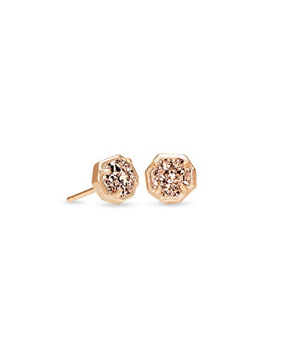 Kendra Scott Nola Stud Earrings for Women, Fashion Jewelry, Rose Gold-Plated, Rose Gold-Plated Drusy