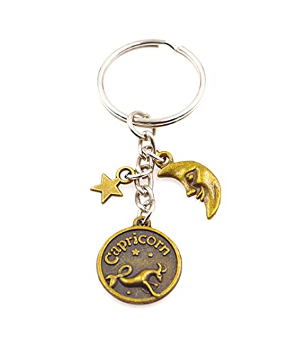 Zodiac Sign Moon and Star The Goat December 22 through January 19 Capricorn is strong patient stable reliable strategic driven determined tenacious serious and independent Keychain Capricorn 108V