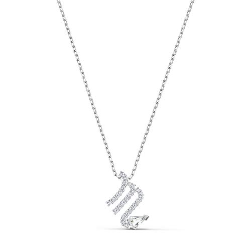 Swarovski Women's Zodiac Pendant Necklace, Scorpio Zodiac Motif with White Crystals and Gold-Tone Plated T-bar Closure on a Rhodium Plated Chain