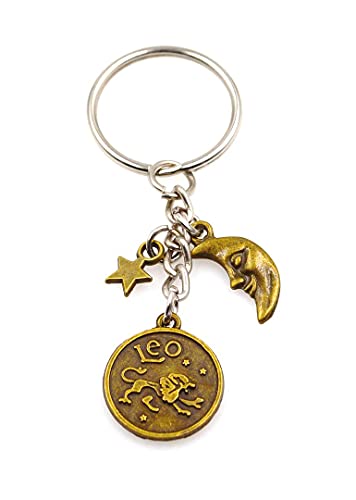 Zodiac Sign Moon and Star The Lion July 23 through August 22 Leo is generous charismatic playful protective fun warm strong outgoing dramatic and fiery Key Chain Keychain Leo 109E