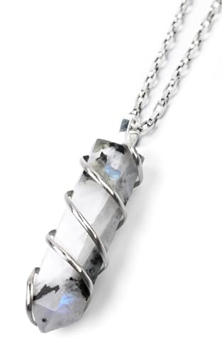 Sugandha Wellness Rainbow Moonstone Healing Crystal Necklace - Protective Pendant. Stress Relief. Brings Hope & Luck