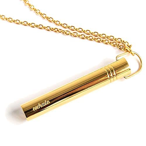 Flō Stress Relief Mindful Necklace | Breathing Necklace Meditation with Chain | Breathing Necklace Tool | Gold