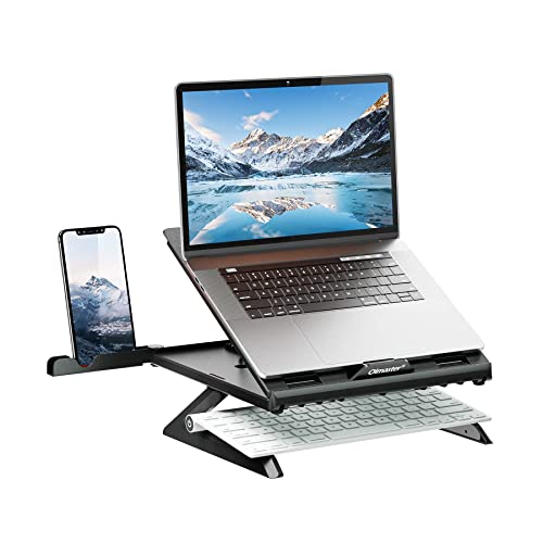 OImaster Laptop Stand for Desk, Muti-Angle Adjustable Portable Foldable Stand with Heat-Vent, Ergonomic Laptop Stand Riser Compatible with MacBook, Air, Pro, Surface Laptop (9-15.6 inches) (Black)