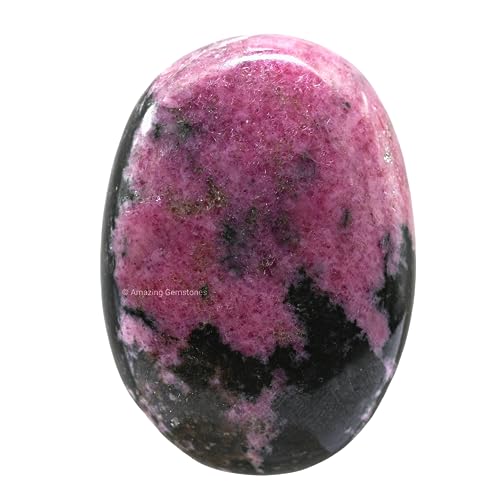 Rhodonite Palm Stone - Hot Massage Worry Stone for Natural Body Chakra Balancing, Reiki Healing and Crystal Grid