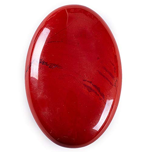 UFEEL Red Jasper Palm Stone Crystal - Natural Chakra Reiki Polished Healing Love Oval Pocket Worry Stone Crystals for Anxiety Stress Relief Therapy
