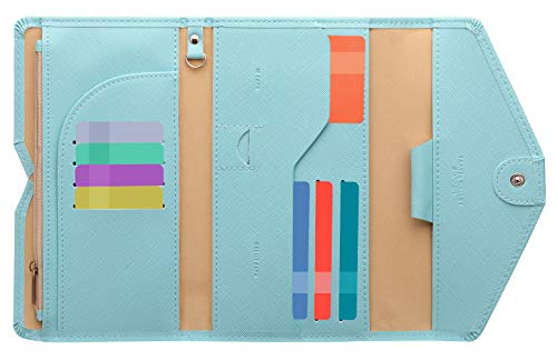 ZOPPEN Mulit-purpose Rfid Blocking Passport Holder Travel Wallet (Ver.4) Passport and Vaccine Card Holder ComboTri-fold Document Organizer Travel Essentials, 23 Paradise Blue