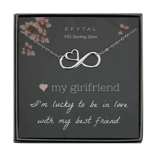 EFYTAL Girlfriend Gifts, Girlfriend Birthday Gift Ideas For Her, Romantic Sterling Silver Infinity with Heart Necklace Jewelry for Women, Cute Anniversary / Valentines Day Present