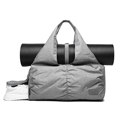 Y.U.M.C. Travel Yoga Gym Bag for Women, Carrying Workout Gear, Makeup, and Accessories, Shoe Compartment and Wet Dry Storage Pockets(Medium,Grey)