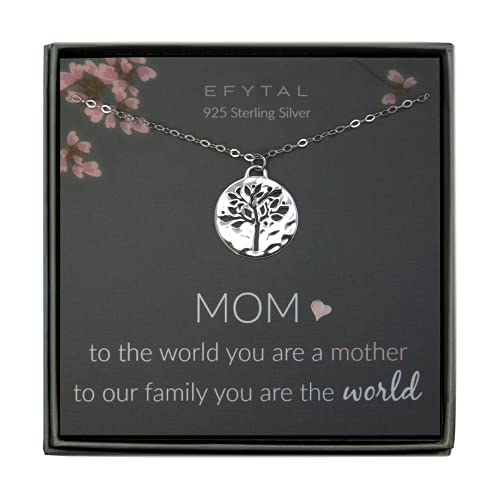 EFYTAL Mom Gifts, Sterling Silver Tree of Life Necklace For Her, Birthday Gifts for Mom, Mother's Day Gift Ideas