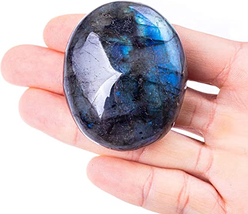 UU UNIHOM Natural Labradorite Plam Stones,Gemstones Irregular Polished Worry Stone 1.5"-2.7"