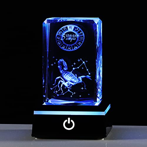 3d Crystals Scorpio Zodiac Astrology Gifts For Women Men,Scorpio Glass Figurine Decor Constellation Stuff October November Birthday Gifts For Girlfriend Woman Aunt Wife Keepsake Sign Symbolic: Mystery