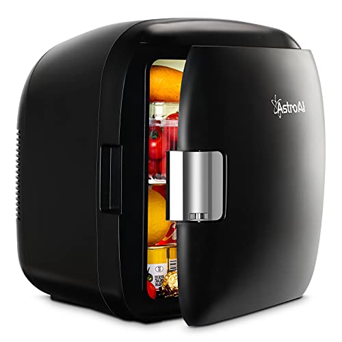AstroAI Mini Fridge, 12 Can Skincare Fridge AC/DC Small Refrigerator Portable Thermoelectric Cooler and Warmer for Skincare, Beverage, Bedroom, ETL Listed (Black)
