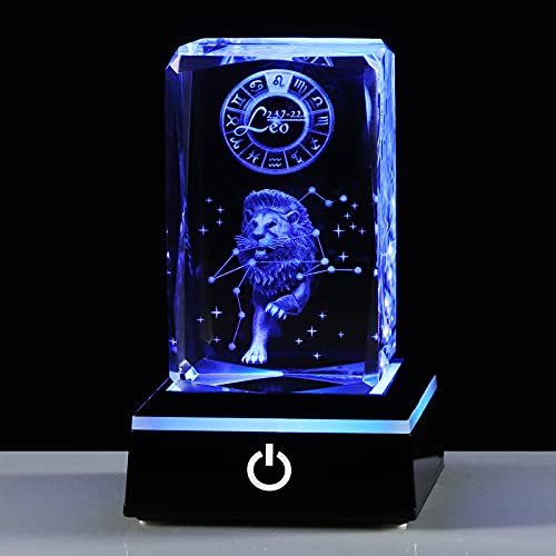 3d Crystals Leo Zodiac Astrology Gifts For Women Men,Leo Glass Figurine Decor Constellation Stuff July Auguest Birthday Gifts For Girlfriend Woman Aunt Wife Keepsake Sign Decor Symbolic: Sober