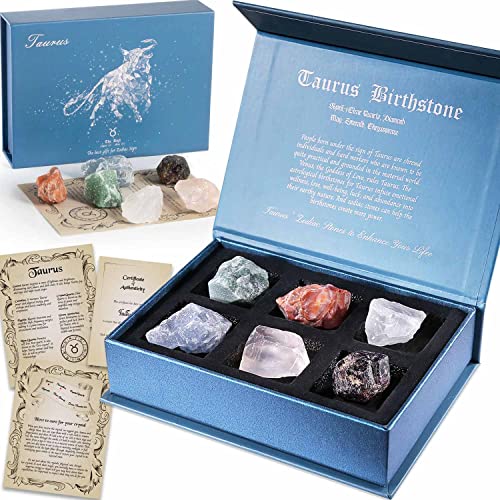 Taurus Crystals Gifts, Taurus Healing Crystals Zodiac Sign Beginners Stones, Horoscope Astrology Gifts for Women Spiritual Decor, Gifts Idea for Friends, Nieces, Daughters, Mother's Day, Taurus