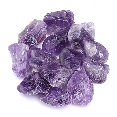 Top Plaza Bulk Amethyst Healing Crystals Rough Stones - Large 1" Natural Raw Stones Crystal for Reiki Healing, Wicca, Witchcraft, Tumbling, Cabbing, Fountain Rocks, Decoration, Polishing 0.5lb