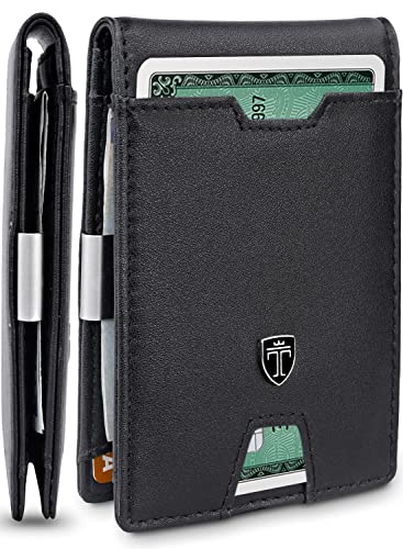 TRAVANDO Mens Slim Wallet with Money Clip AUSTIN RFID Blocking Bifold Credit Card Holder for Men with Gift Box (Black)