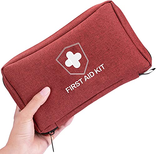 Kitgo Small First Aid Kit 170 Piece Medical Kits Christmas Gifts for Mother - Waterproof Compact Mini Emergency Trauma Kit for Home, Travel, Camping, Hiking,Car, Workplace,Outdoors(Red)