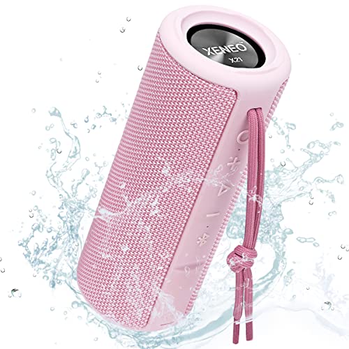 XENEO X21 Portable Bluetooth Outdoor Speaker for Girls Wireless Bluetooth Speaker Waterproof with FM Radio, Micro SD Card Slot, Aux-in for Girls, Ladies (Pink)