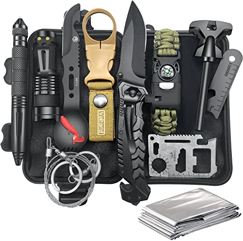VEITORLD Gifts for Men Dad Him Valentines Day, Survival Gear and Equipment 12 in 1, Survival Kits, Cool Unique Fishing Hunting Anniversary Birthday Gift for Husband Teen Boy Boyfriend Women