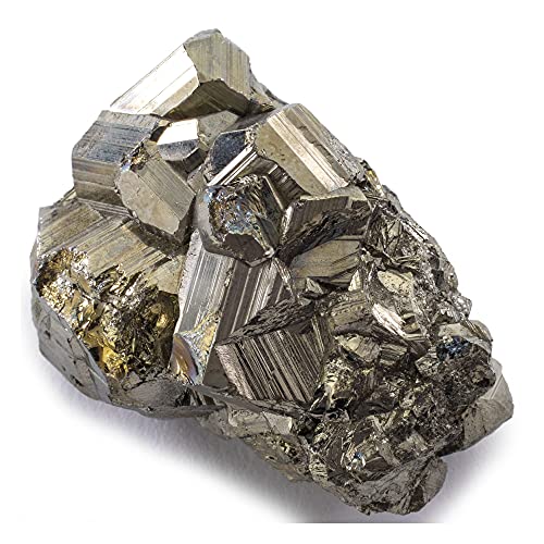 KALIFANO Natural Pyrite Cluster - High Energy Iron Piedra Pirita from Peru with Healing Properties (Information Card) Fools Gold Rock Reiki Crystal Used for Increased Willpower and Manifestation