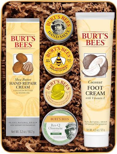 Burt's Bees Classics Gift Set, 6 Products in Giftable Tin – Cuticle Cream, Hand Salve, Lip Balm, Res-Q Ointment, Hand Repair Cream and Foot Cream