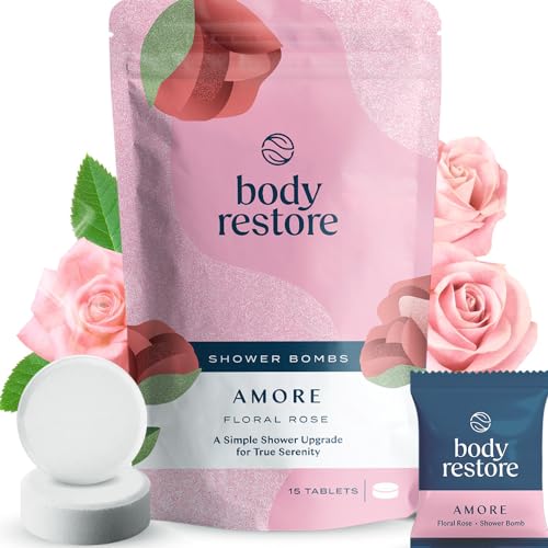 Body Restore Shower Steamers Aromatherapy - 15 Count - Christmas Stocking Stuffers, Relaxation Birthday Gifts for Women and Men, Stress Relief and Luxury Self Care - Amore