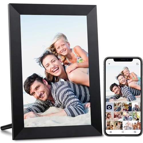 AEEZO 10.1 Inch WiFi Digital Picture Frame, IPS Touch Screen Smart Cloud Photo Frame with 16GB Storage, Easy Setup to Share Photos or Videos via Frameo APP, Auto-Rotate, Wall Mountable (Black)