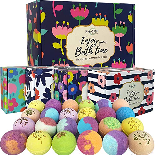 Bath Bombs for Women Gift Set - 24 Natural and Organic Bath Bombs with Essential Oils & Moisturizing Shea Butter- Christmas Gifts for Women, Mom, Stocking Stuffers Girls Kids, Spa & Self Care Gifts